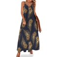 thumbnail image 1 of Vestido largo playero de pavo real colorido con estampado de animales, tirantes finos, ropa de calle, vestidos largos informales, ropa de primavera con cuello en V, ropa de gran tamaño, 1 of 7