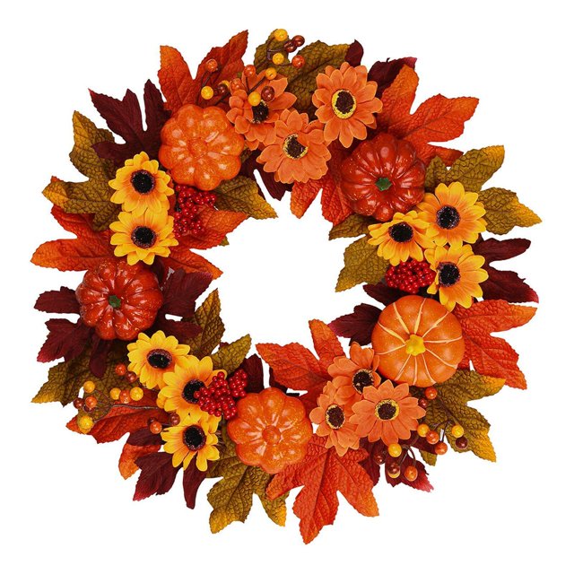 Couronne d'Automne Guirlande Artificielle Récolte Porte d'Entrée Mur Guirlande d'Automne Couronne de Récolte Table de Porche
