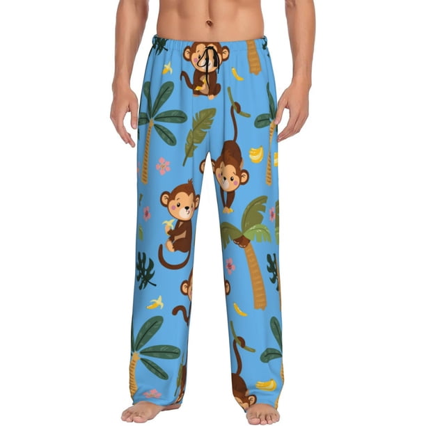 Balery Monkeys Swinging from Palms Pantalones de pijama para hombre, pijama ultraligero, pantalón de descanso-3X-Large