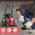 thumbnail image 4 of Roromall 75FT 100FT Electric Drain Cleaning Machine with 1/2-inch 3/4-inch Cable, 450W Auto Feed Portable Sewer Snake, Air-Activated Foot Switch, 4 Interchangeable Cutters for 2" to 4" Pipes, 4 of 7