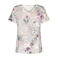 thumbnail image 4 of Blouse d'Été Grande Taille à Manches Courtes pour Femmes, Blouse Imprimée d'Été, T-Shirts Décontractés à Col en V, Hauts à Manches Courtes, T-Shirt à Col en V pour Femmes en Liquidation, 4 of 5
