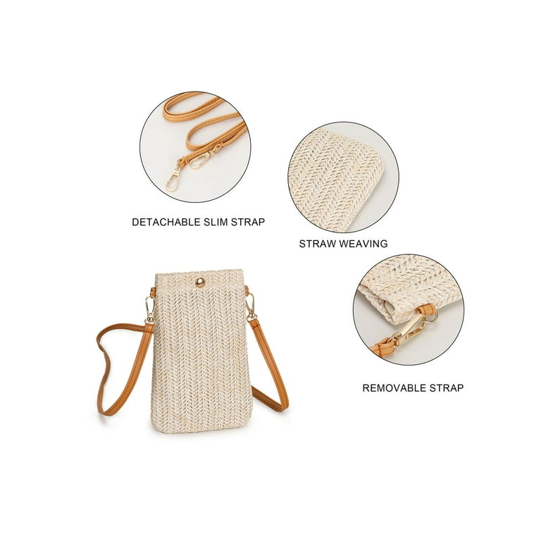 Gustave 2 Pcs Women Straw Crossbody Shoulder Bag Small Cell Gustave 2 Pcs Women Straw Crossbody Shoulder Bag Small Cell