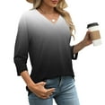 thumbnail image 5 of Women's V Neck Short Sleeve Tops Shirts Blouses Solid Color Casual Daily Wear Work Office Vacation Fashion Essential Gift for Women | Aestivo,Navy L, 5 of 9