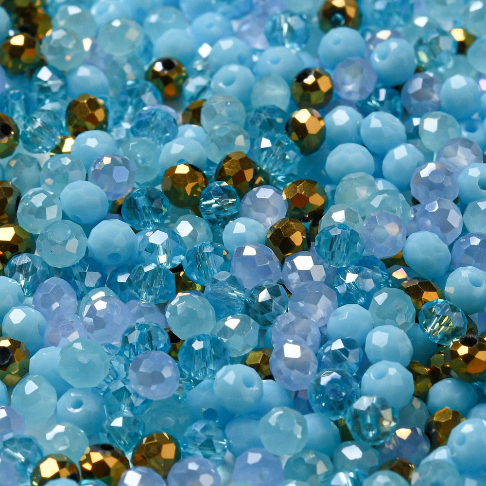 500g Glass Beads Faceted Rondelle Pale Turquoise 4x3mm Hole: 0.4mm about 6800pcs/500g