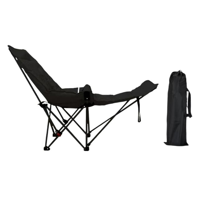 S SERENABLE Chaise de Camping Inclinable Chaise de Camp Pliante Pliable pour Parc Pelouse Bain de Soleil Noir