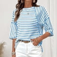 thumbnail image 5 of Hilenly Oversized Tshirts for Women Short Sleeve Striped Tee Shirt Casual Crewneck Summer Tops, 5 of 9