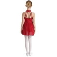 thumbnail image 2 of iiniim Girls Kids Mock Neck Cutout Back Ballet Dance Leotard Lyrical Dress Burgundy 6, 2 of 7