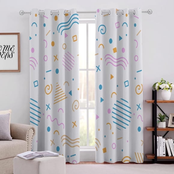 Blackout Curtains Colorful Simple Stripes Multi Colored Graphic, 3D Printed Window Drapes Thermal Insulated Room Darkening Curtains for Bedroom Living Room 42"W x 96"L (Pack of 2)