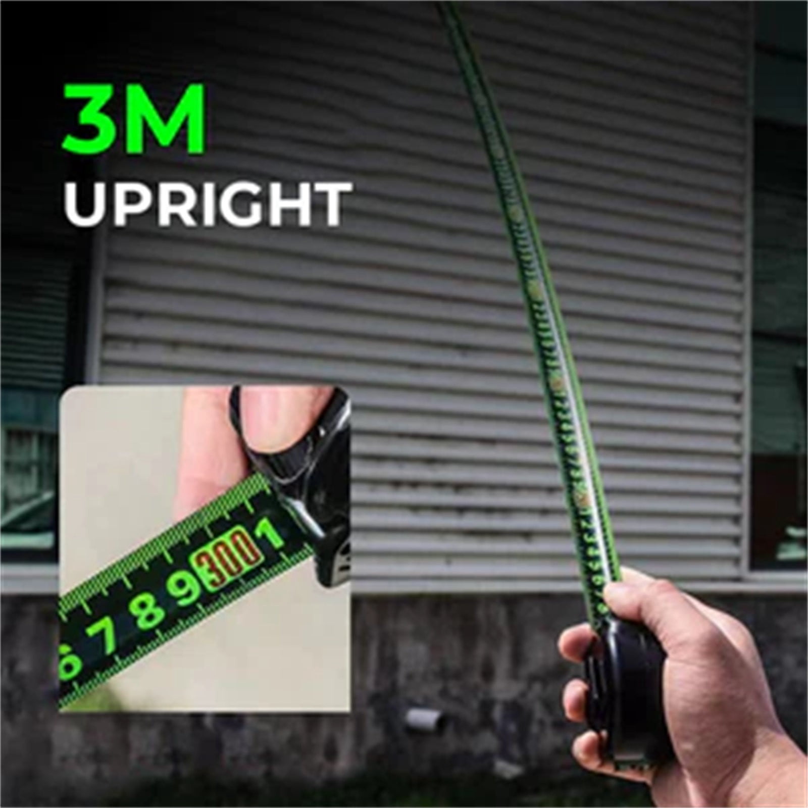 BAOQIN Tape Measure, Green Fluorescent Coating Tape Measure Retractable for Low Light Visibility - Heavy Duty Self-Locking Thicken Measuring Tape Retractable D