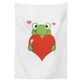thumbnail image 3 of Ambesonne Love Tablecloth Rectangular Table Cover, Funny Cartoon Frog, 60"x90", Lime Green Vermilion, 3 of 4