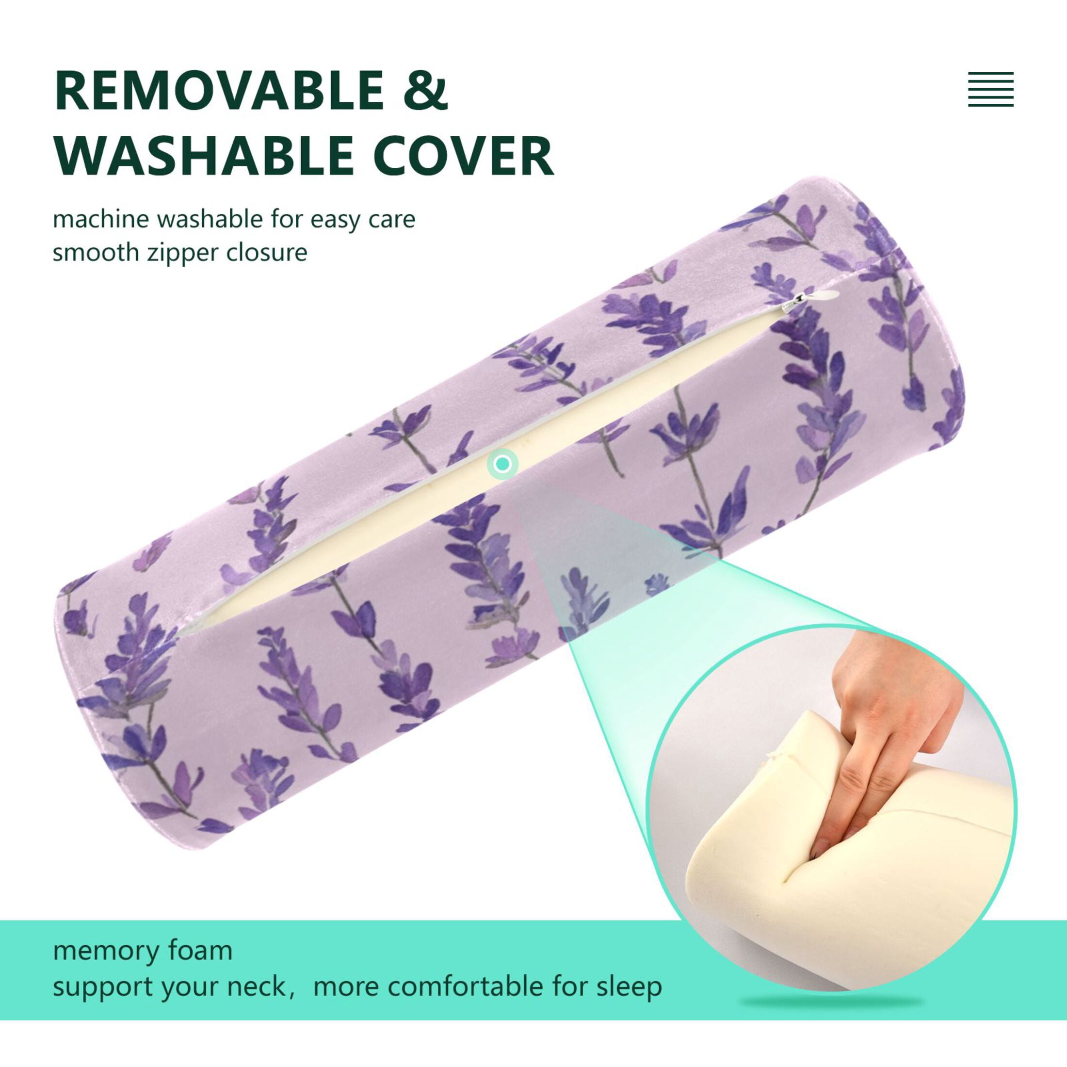 Neck pillow Round Cervical Pillow Cylindrical Pillow Lumbar Pillow Sofa Headrest Pillow Support For the Back, Neck and Head Purple Lavender