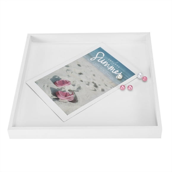 Square White Tray, Multi Purpose Desktop Storage Organizer Valet Tray for Jewelry Food Cosmetics White