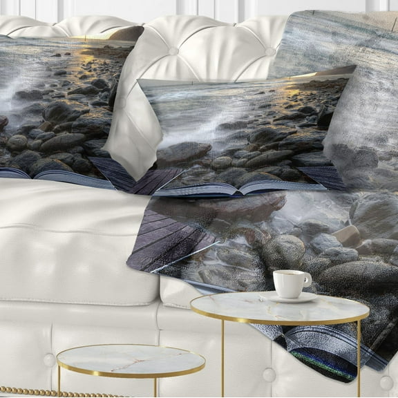 Designart Open Book to the Evening Sea - Contemporary Throw Pillow - 12x20