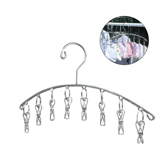 FONDOTIN 1Pack Laundry Hanger with Clips Silver Rectangular for Preventing Clothes from Blowing Away