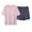 Pink, variant on yillto Womens Cotton Pajamas Sets 2 Piece Loose Short Sleeve Top and Loungewear Shorts with Pockets