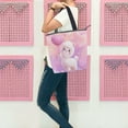 thumbnail image 6 of Zipper canvas bag large capacity large size practical handbag durable Canvas with leather material Kawaii White Alpaca, 6 of 7