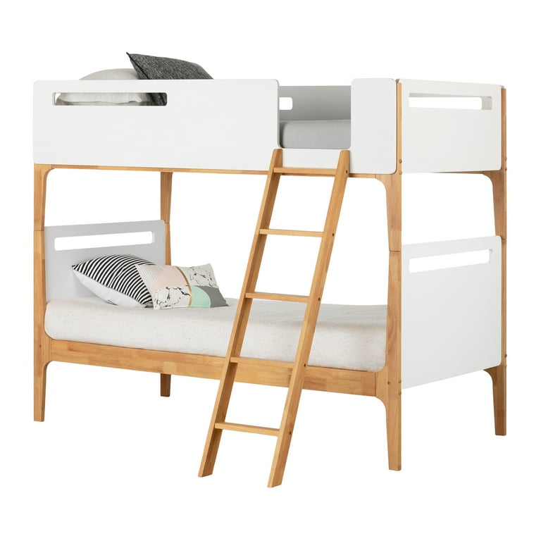 South Shore Bebble Modern Twin Over Twin Bunk Bed in Pure White