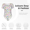 thumbnail image 4 of Saiise Pyjama à Manches Courtes Motif Biscuits de Noël pour Femmes Col Rond Justaucorps Extensible avec Fermeture à Pression-TG, 4 of 7