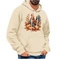 thumbnail image 2 of LEBONYARD Mens Hoodies Pullover Graphic,Men's Thanksgiving Printed Casual Hooded Long Sleeve Sweatshirt Beige S, 2 of 4