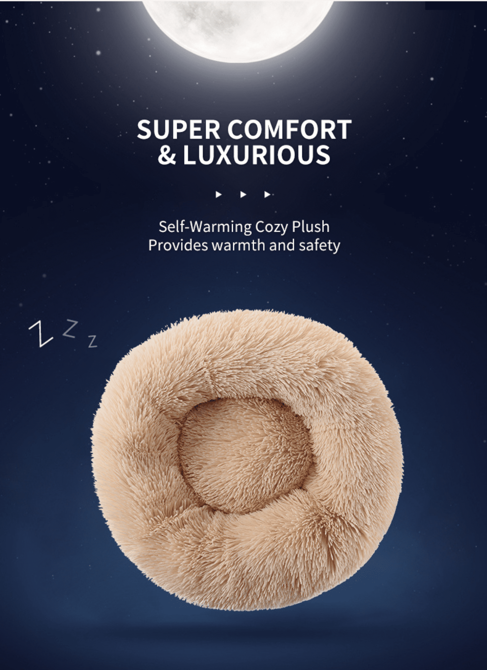 Calming & Cozy Donut Dog Bed & Cat Bed – Anti-Anxiety, Soft & Plush Cushion for Small to Medium and X-Large Pets (Khaki, X-Large)