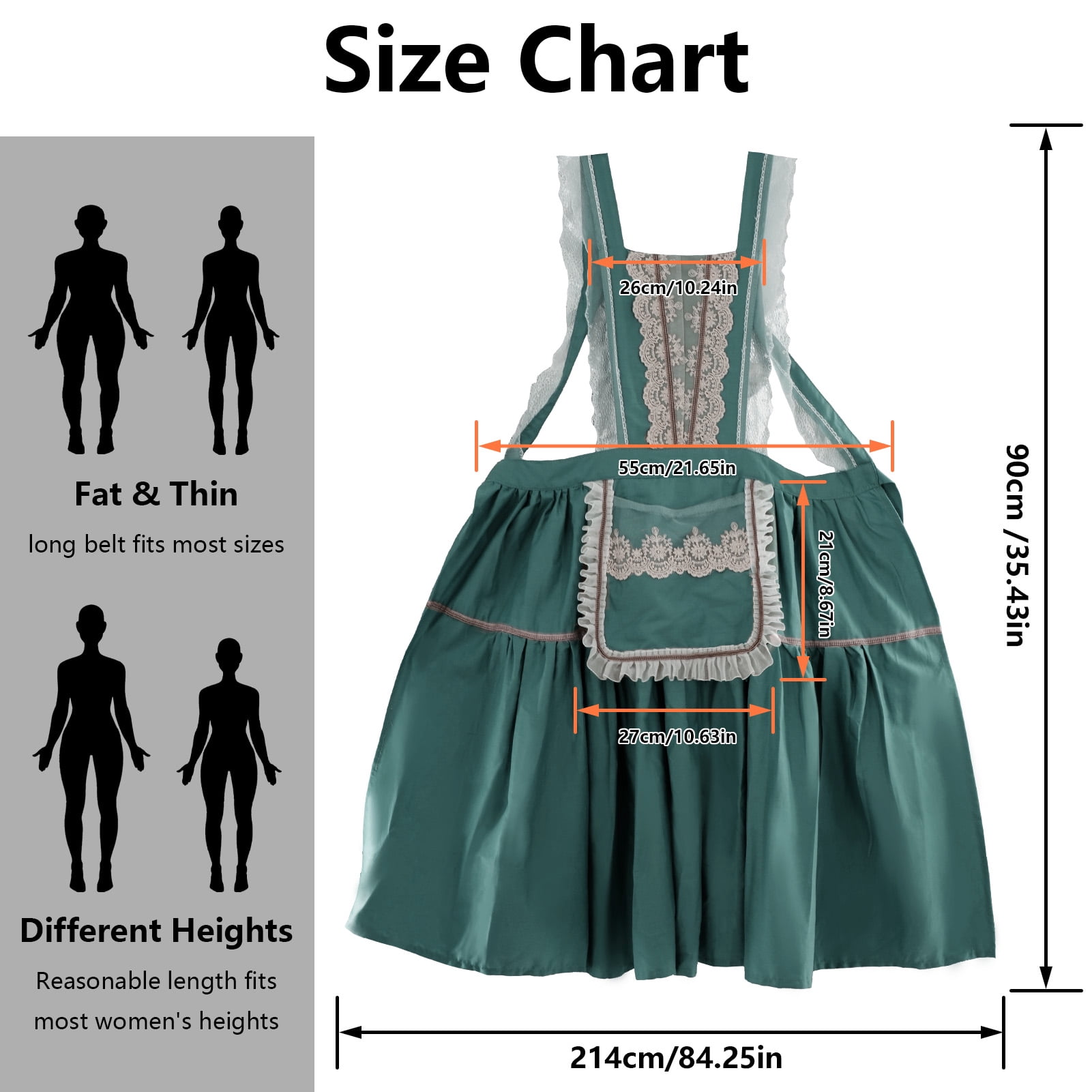FEOYA Women Baking Apron Cotton Vintage Apron Kitchen Apron with Pockets Chef Lace Aprons Dress for Cooking Baking Gardening Work Cake Green