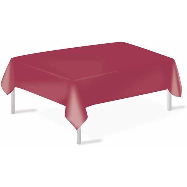 Burgundy Plastic Tablecloths 3 Pack Disposable Table Covers 54 x 108