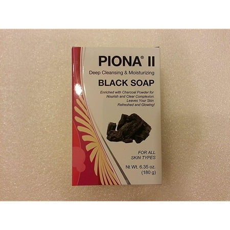piona ii deep cleansing and moisturizing black soap 6.35 ounce - enriched with charcoal powder - clears complexion and leaves skin