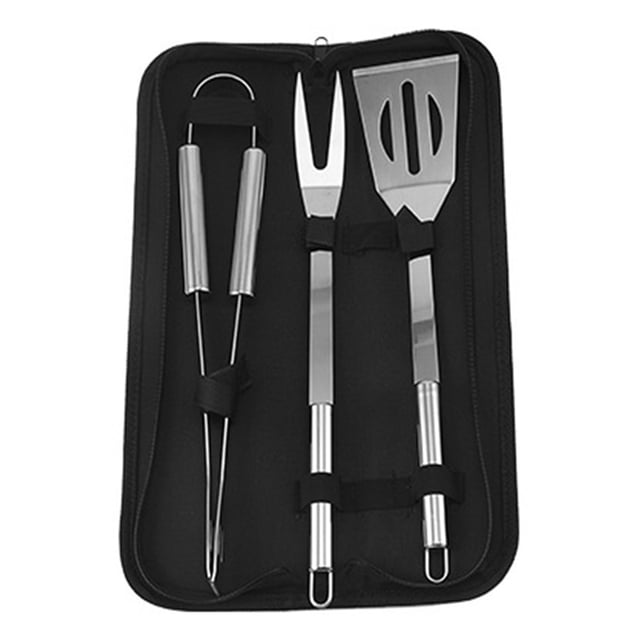 Juego de herramientas para barbacoa de 3 piezas, herramienta para barbacoa de acero inoxidable, espátula, pinzas, tenedor, juego de parrilla profesional