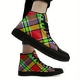 thumbnail image 5 of Coolcustomize Women's Vintage Scottish Plaid Sneakers - High-Top Lace-Up Round-Toe Casual Shoes, Colorful Plaid Pattern (Green/Red/Black/Teal/Purple), Ladies' Boots Suitable For Everyday Wear, Travel, 5 of 9