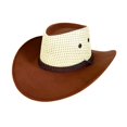 thumbnail image 2 of Unisex Adult Leather Western Cowboy Hat Small Brim Letter Detail Adjustable Chin Strap Cap for Country Festivals and Themed Events and Outdoor Parties Brown One Size, 2 of 5