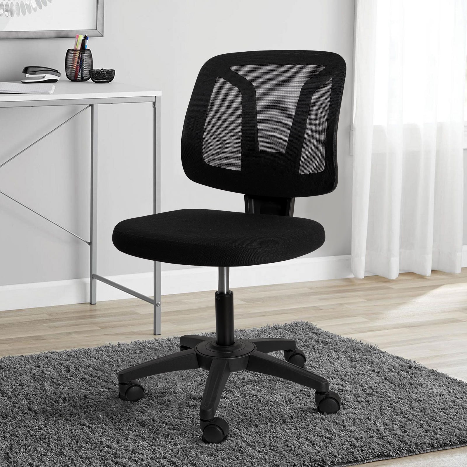 Buy Armless Desk Chair, Black Mesh Office Chair with Lumbar Support and Height Adjustable Online