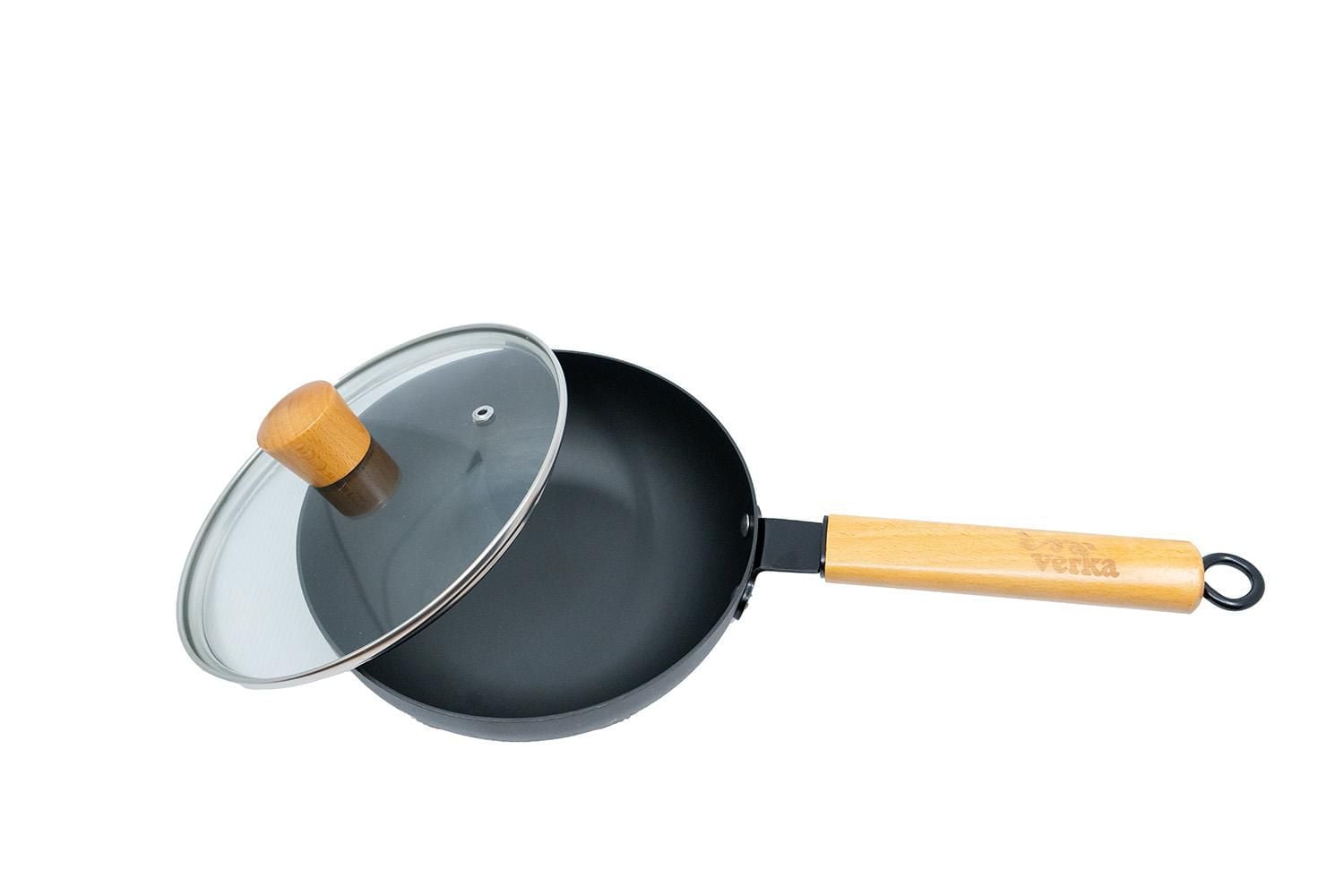 Verka Wok, 20cm, Iron Wok, Karahi, Wok For Induction Cooktop, With Lid