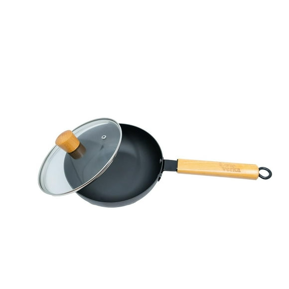 Verka Anodised Iron Wok, 20cm, Induction Compatible, with Lid
