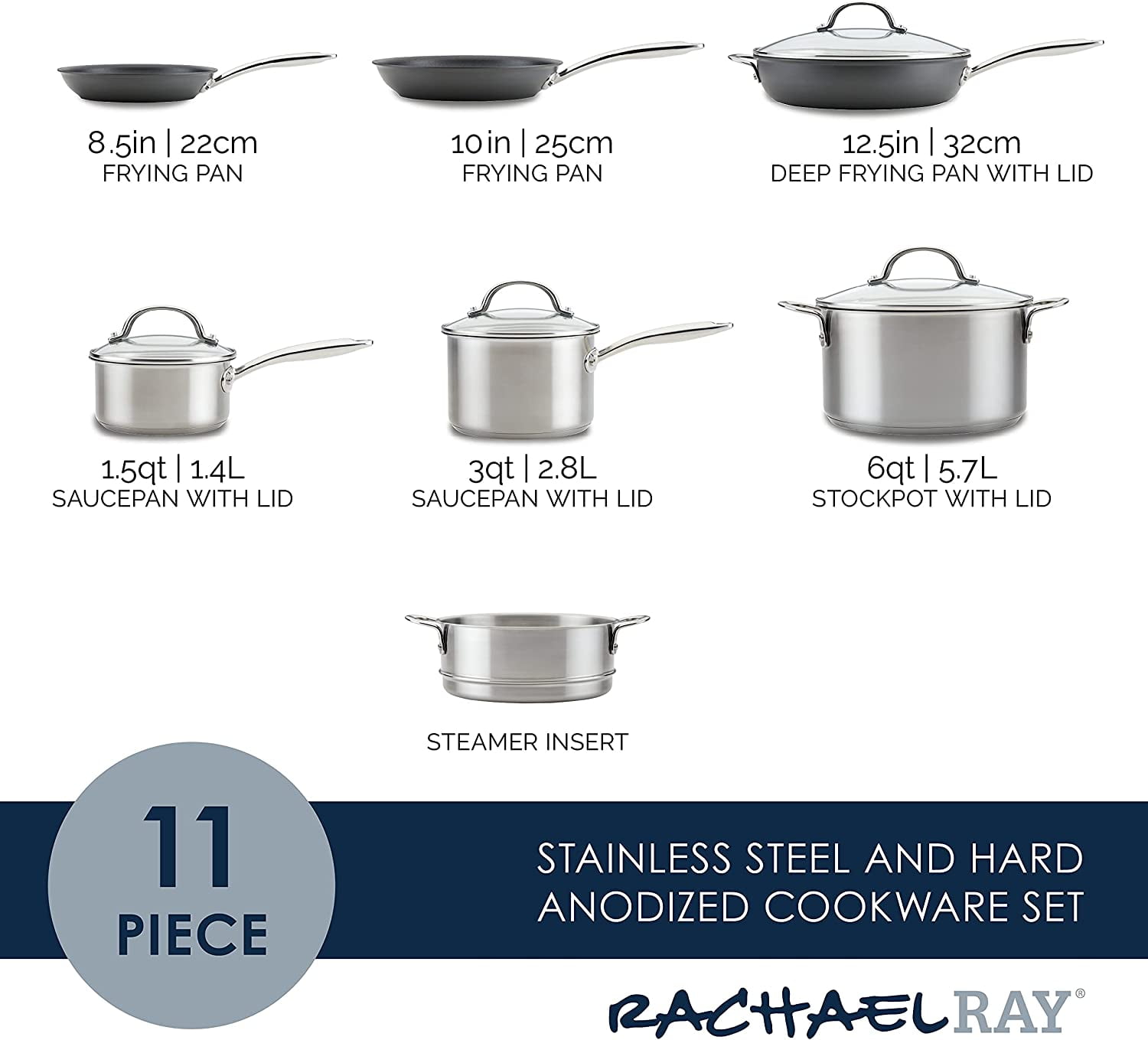 Rachael Ray Create Delicious Hard-Anodized Aluminum Nonstick Cookware  Induction Pots and Pans Set, 11-Piece - Bed Bath & Beyond - 26517515