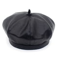 thumbnail image 1 of LinYooLi Autumn And Winter Solid Leather Beret Lady PU Painter Hats Version Of Fashion Pumpkin Hat Wild Octagonal Hat Tide Hat, 1 of 9