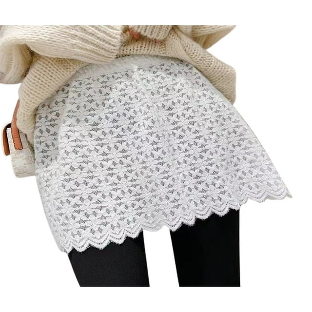 Women‘s Lace Shirt Extender Layering Fake Top Lower Sweep Half-Length Plus Size A Version Underskirt Black L