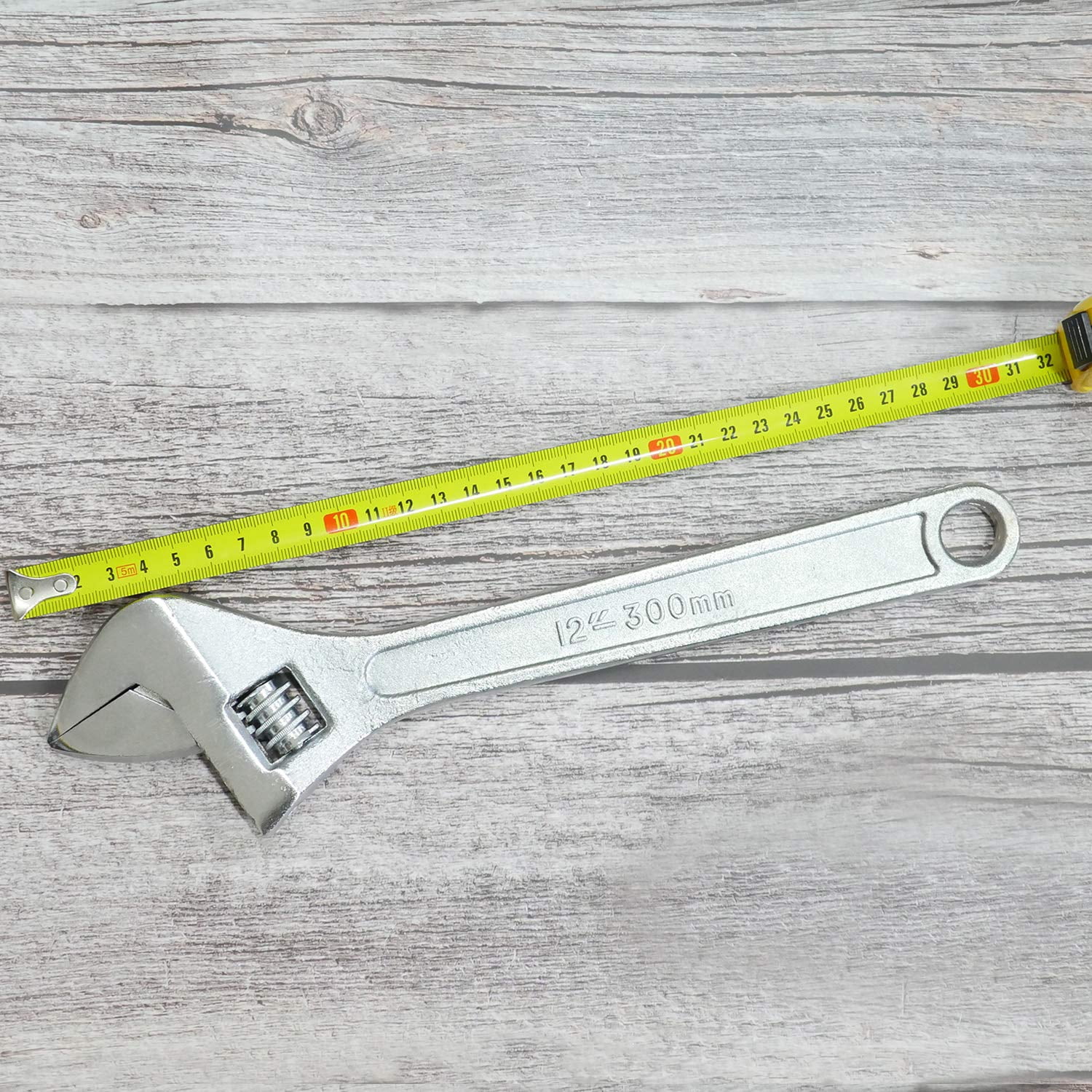 MKEUDQ-10 Inch Silver Adjustable Wrench, 30mm Wide Jaw Opening, Drop Forged Steel Heat Treated Chrome-plated, Professional Garage DIY Classic Proto Tools