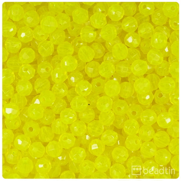 BeadTin Lure Yellow Transparent 6mm Faceted Round Craft Beads (600pcs)