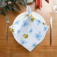 thumbnail image 2 of Coolnut Set of 6 Cute Bee Flower Blue Satin Napkin Square 20 Inches Table Napkins Soft Smooth Decorative Napkins for Wedding Banquet Party Decoration, 2 of 6