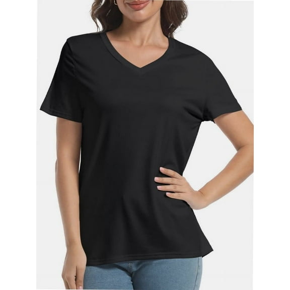 Women's Ultra-Soft V-Neck Short Sleeve Trendy Casual T-Shirt