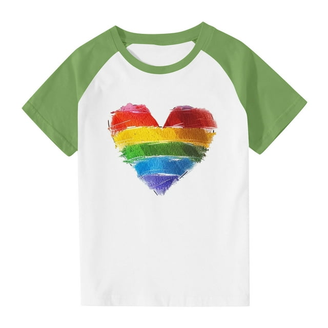 HVOBBTY T-Shirt Décontracté à Manches Courtes pour Tout-Petits, T-Shirts à Manches Courtes Imprimés en Couleur pour Enfants Été Col Rond Basique 3-14 Ans Vert, 5 Ans