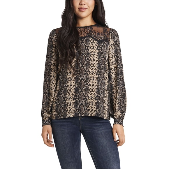 Vince Camuto Blouse à Enfiler en Dentelle pour Femmes, Noir, Petit