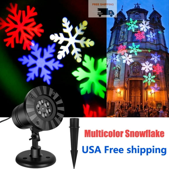 LED Christmas Light Moving Colorful Snowflake Spotlight 4W LED Landscape Projector Lamp Light for Holiday Christmas Tree Garden Patio Stage House Decoration
