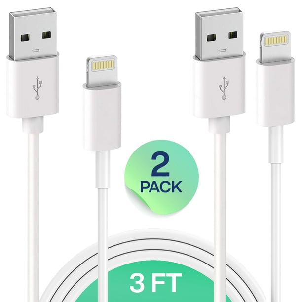 PHD Tech, MFI Certified iPhone Charger Lightning Cable, 2 Pack 3FT USB  Cable, For Apple iPhone Xs/Xs Max/XR/X/8/8 Plus/7/7 Plus/6S/6S 