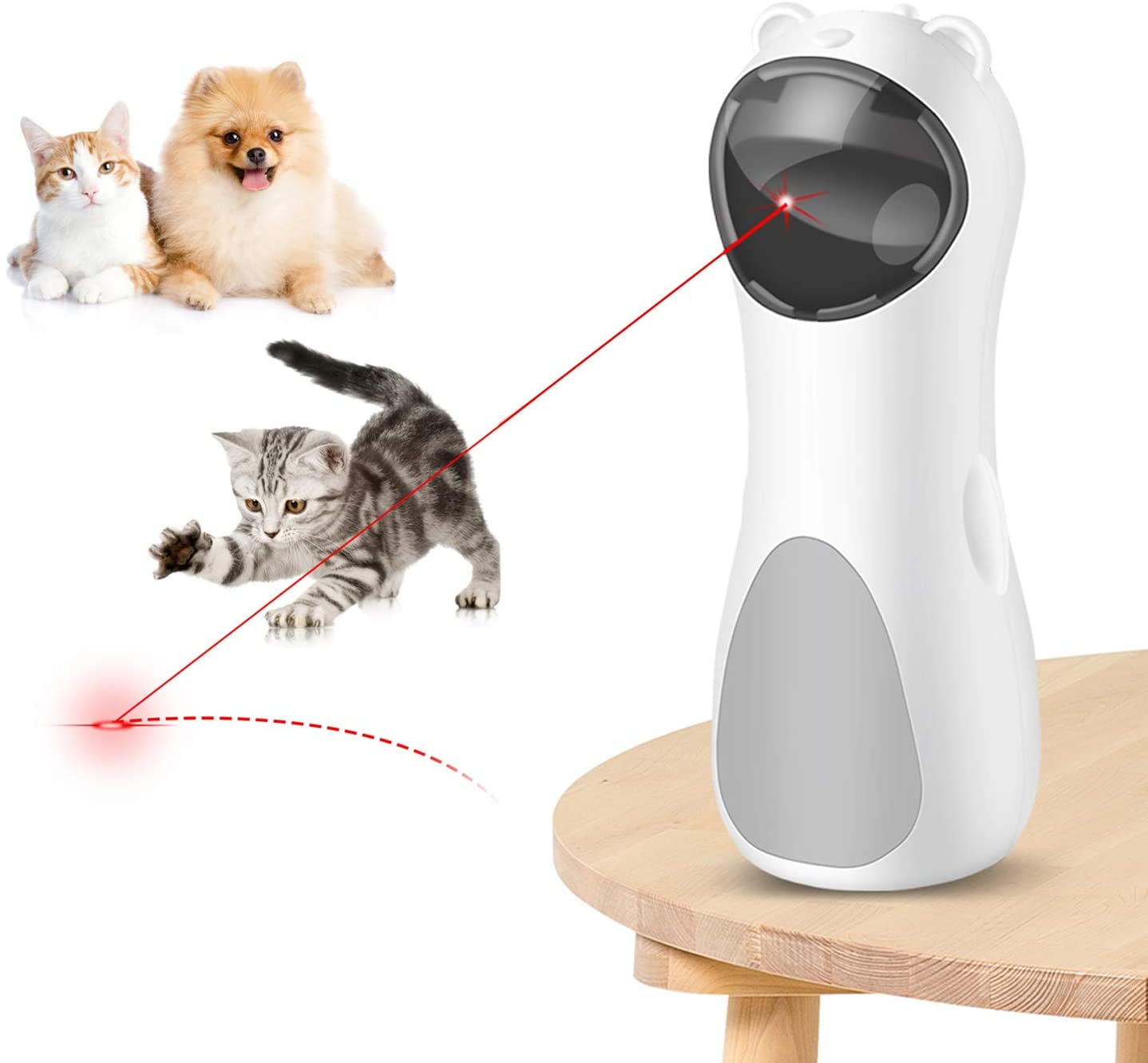 3 Mode 2 Pack with a Furry Mice 4 Pattern for Cat Dog Kitten Cat Toys Chase Pointer Light Toy Interactive USB Rechargeable Pet Training Exercise Tool 