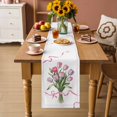 thumbnail image 2 of Pink Tulip Floral Table Runner - 120 Inch Long Spring Flowers Romantic Modern Art Cotton and Linen Blended Dress Scarves Farmhouse Table Runner for Kitchen Dining, Coffee Table, 13" x 120", 2 of 8