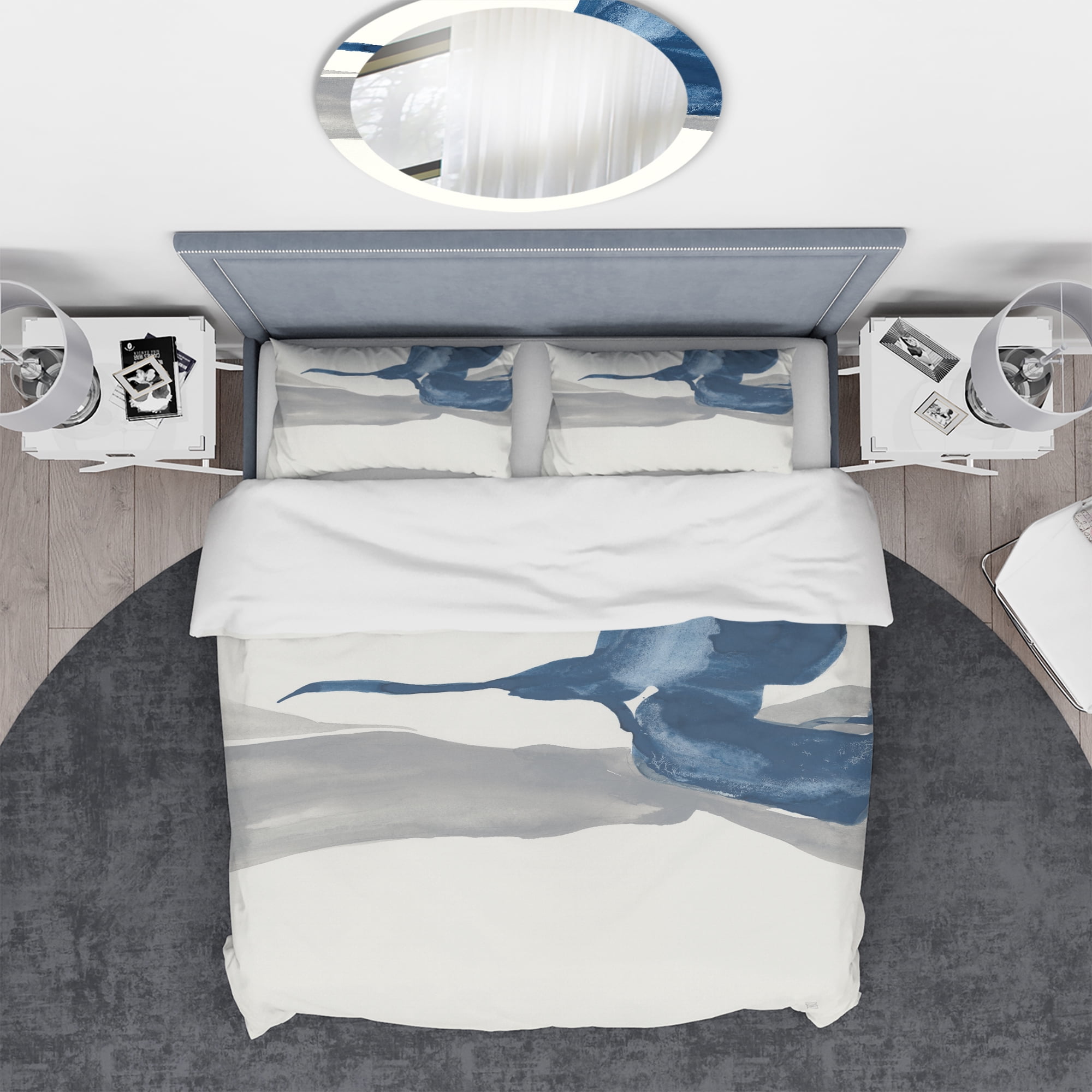 Designart 'Gouache Sapphire on Gray IV' Geometric Duvet Cover Set