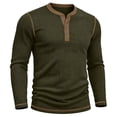 thumbnail image 4 of SAWOBUUN Mens Long Sleeve Ribbed Henley Shirt Slim Fit Color Block Knit Pullover Top Casual Stretch Thermal Undershirt for Fall Winter, 4 of 6