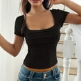 thumbnail image 6 of Seductiva Women's T-Shirts Short Sleeve Summer Tops 2025 Y2K Women's Short Sleeve T Shirt Backless Tie Bowomen Slim Fit Cropped Top Spring Tops Casual Summer Tops Trendy Solid Loose Fit Tshirt, 6 of 9