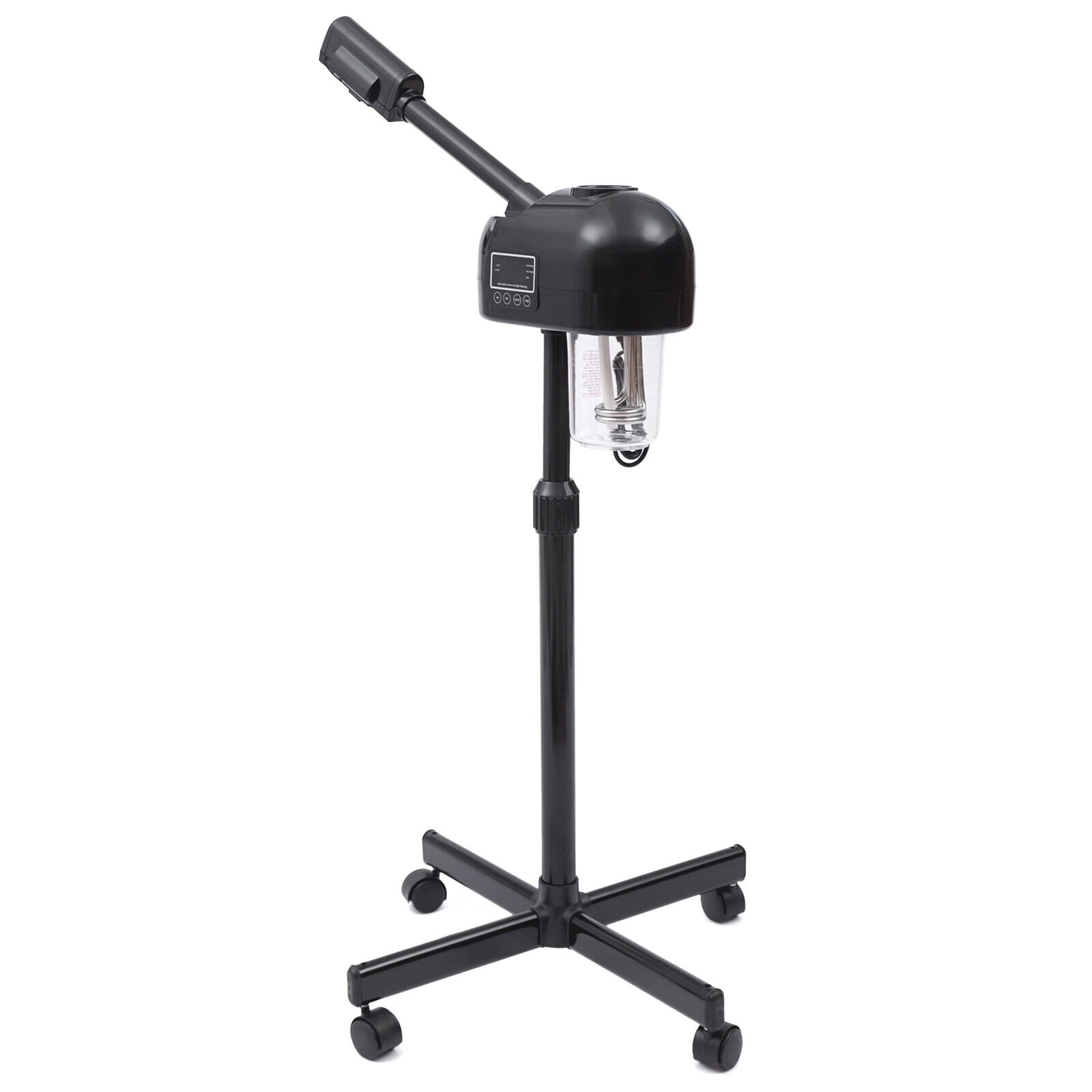 Miumaeov Adjustable Height Professional Facial Steamer with Hot Mist Function 360 Rotating Nozzle and LCD Rolling Facial Steamer for Beauty Salon Home Black